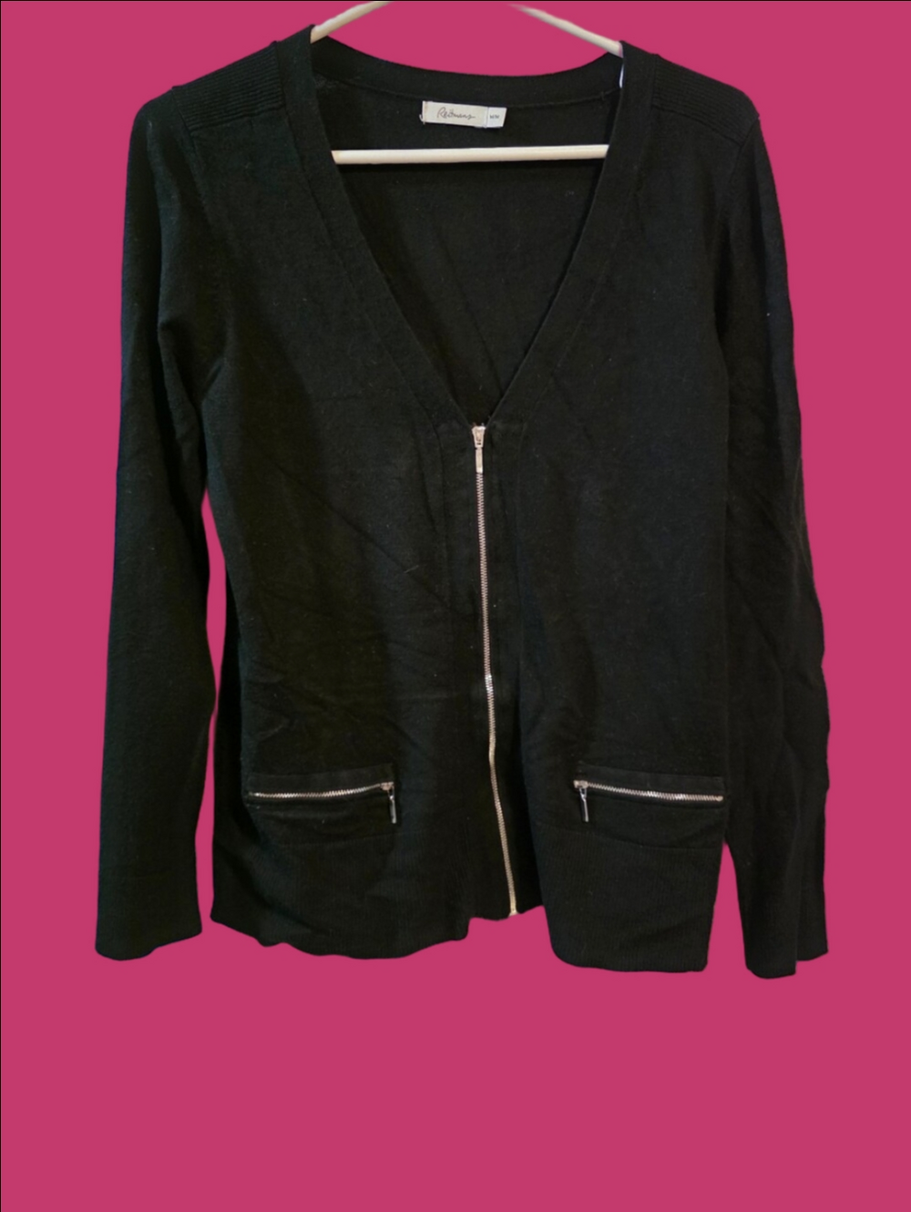 4/$67 Deal! Reitmans Black Zip-Front Knit Sweater